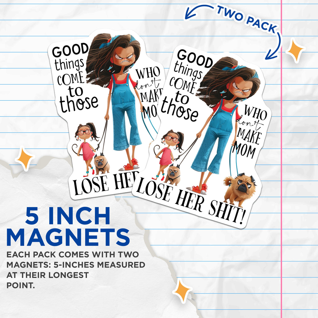 (2 Pack) Mom Life Magnets - Sarcastic Mom Humor - Relatable Motherhood Art - 5 Inches On Longest Side - Thick Durable Magnet - Made in USA - MAG36906