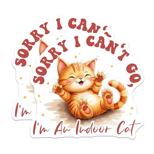 (2 Pack) Sorry I Can't Go Magnets - I'm an Indoor Cat - Cute Cat Lover Magnets - 5" On Longest Side - for Cars, Fridges, Toolboxes - Made in USA - MAG4242