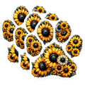 (3 Pack) Sunflower Paw Print Decals - Floral Paw Stickers - Dog Lover Laptop Decal - 3 Inches On Longest Side - Easy Peel & Apply - Made in USA - 3MCS6740