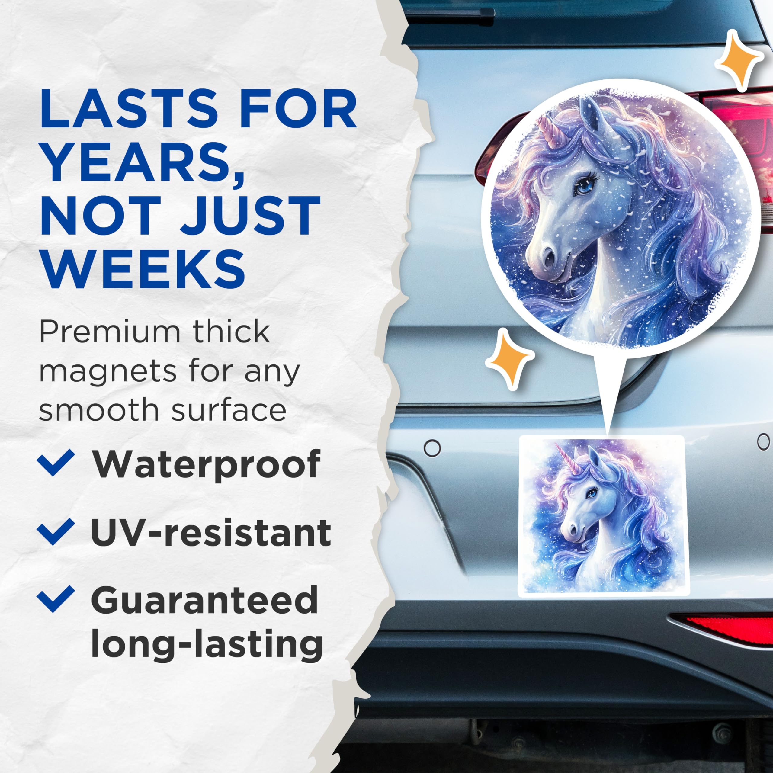 (2 Pack) Magical Unicorn Magnets - Cosmic Galaxy Fantasy Art - Dreamy Aesthetic Decor - Whimsical Home Accent - 5 Inches On Longest Side - Thick Durable Magnet - Made in USA - MAG23826