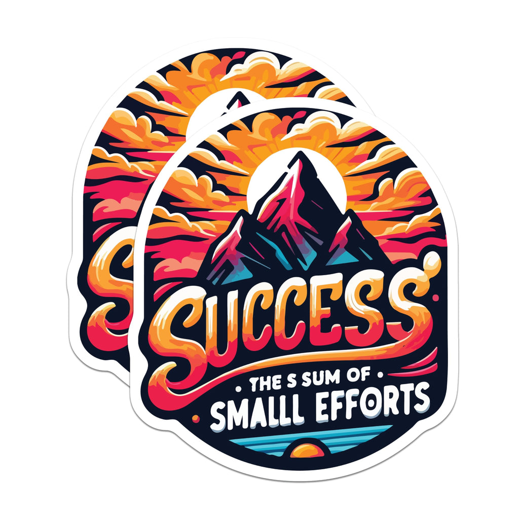 (2 Pack) Success Quote Magnets - Mountain Landscape Art - Inspirational Office Decor - 5 Inches On Longest Side - Thick Durable Magnet - Made in USA - MAG19721