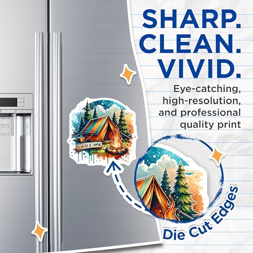 (2 Pack) I'd Rather Be Camping Magnets - Tent Camping - Campfire Magnets - 5" On Longest Side - for Cars, Fridges, Toolboxes - Made in USA - MAG6733