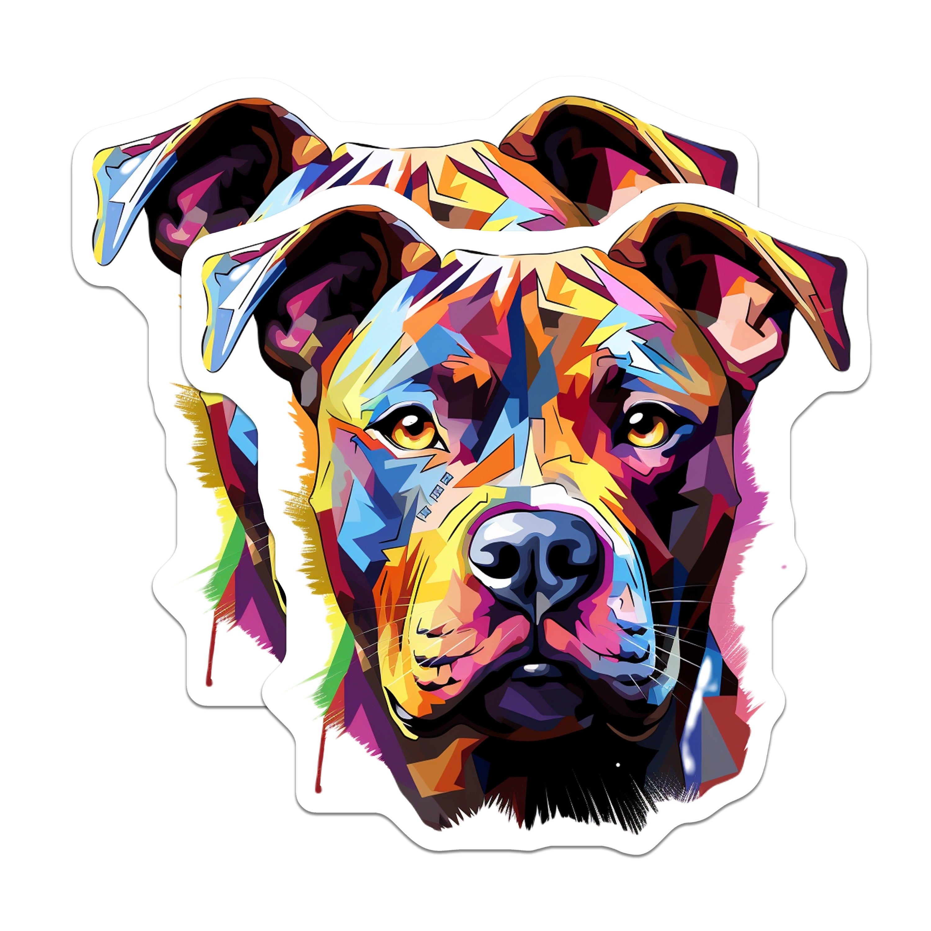 (2 Pack) Colorful Pitbull Magnets - Abstract Dog Art Decor - Pet Lover Fridge Display - 5 Inches On Longest Side - Thick Durable Magnet - Made in USA - MAG37780