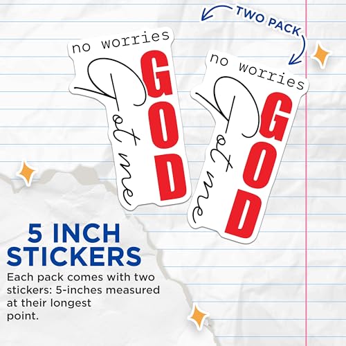 (2 Pack) Inspirational Quote Stickers - No Worries God Got Me - Motivational Religious Decals - 5" On Longest Side - Sticks to Smooth Flat Surfaces - Made in USA - BMCS6466
