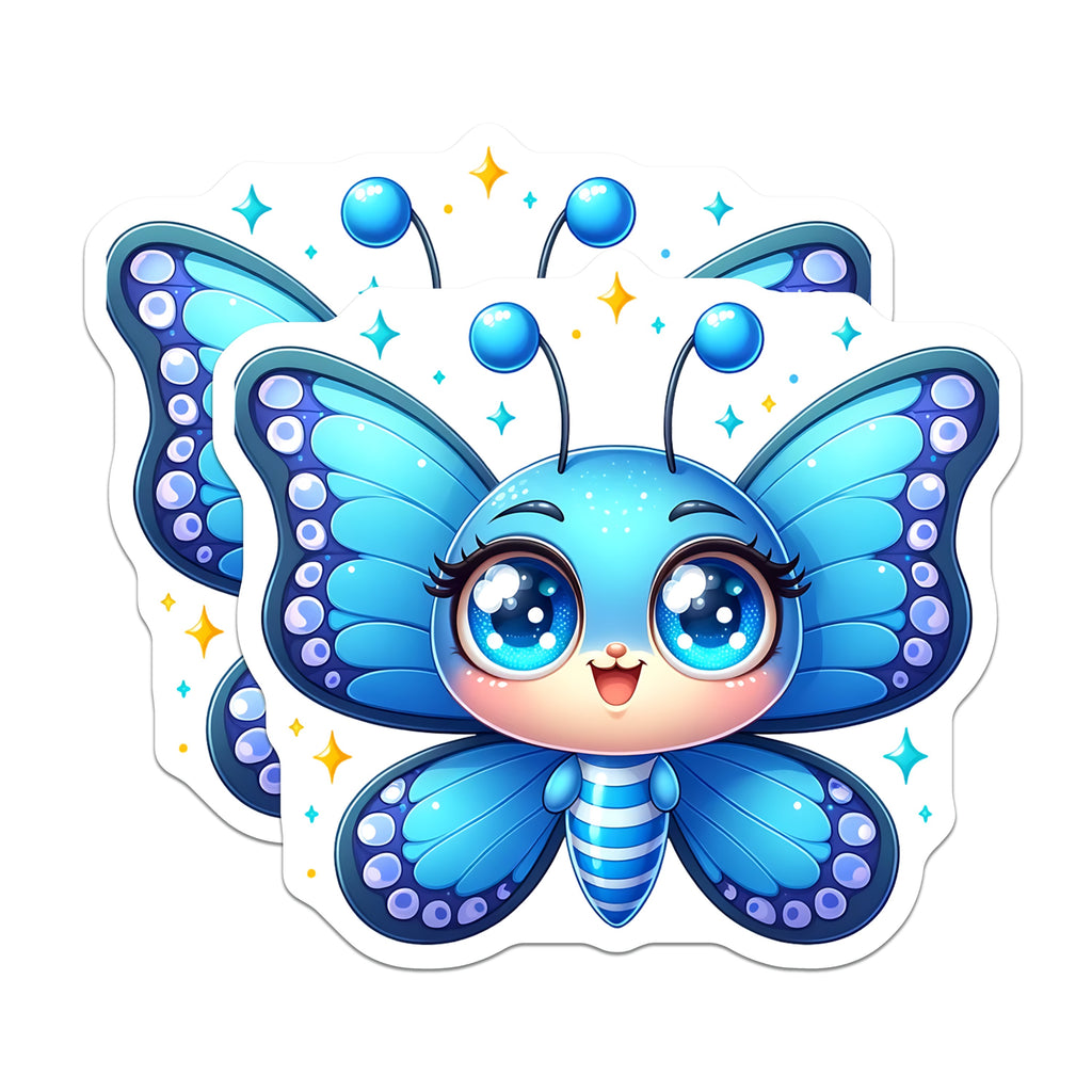 (2 Pack) Cute Blue Butterfly Magnets - Kawaii Animal Fridge Decor - Whimsical Locker Art for Kids Room - 5 Inches On Longest Side - Thick Durable Magnet - Made in USA - MAG36179