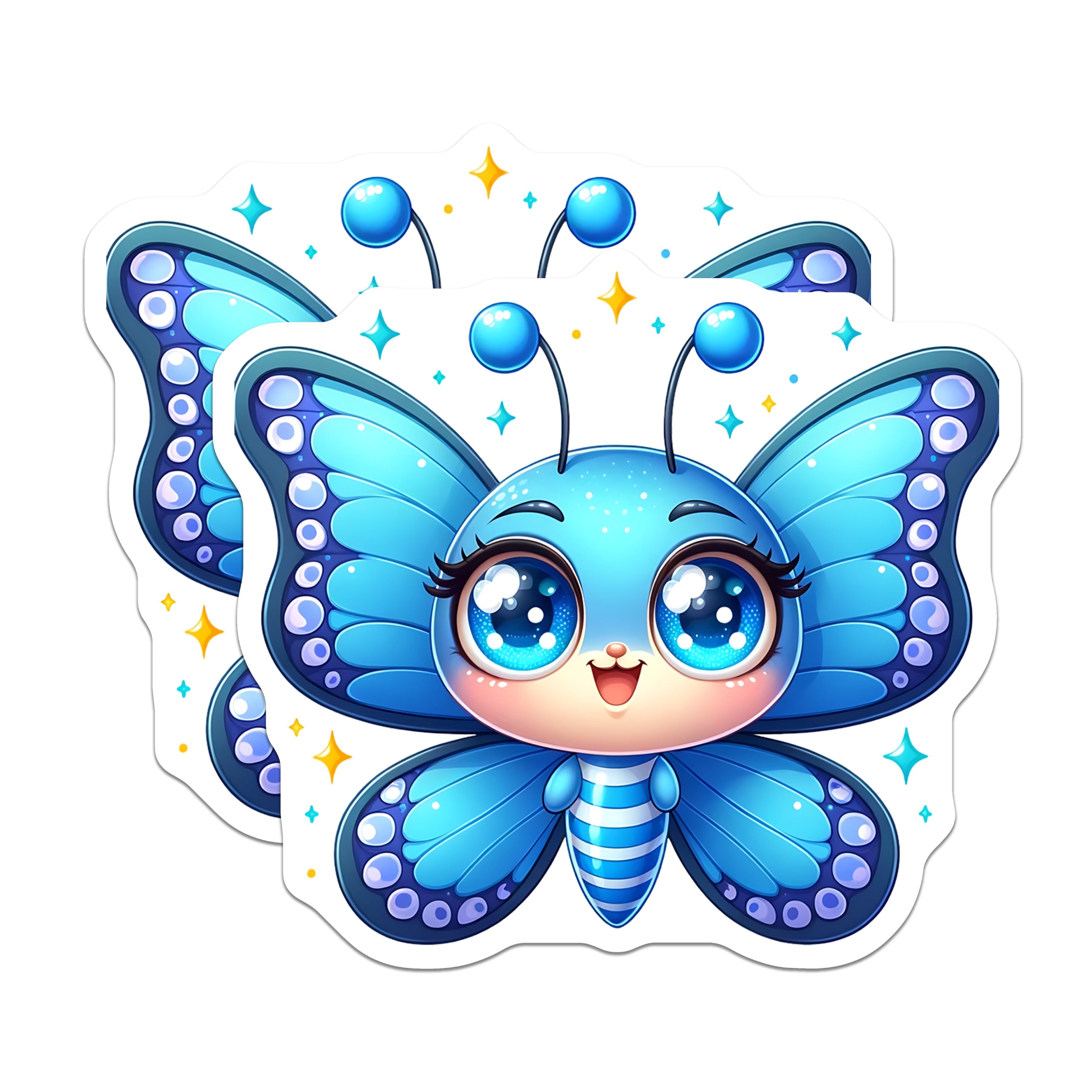 (2 Pack) Cute Blue Butterfly Magnets - Kawaii Animal Fridge Decor - Whimsical Locker Art for Kids Room - 5 Inches On Longest Side - Thick Durable Magnet - Made in USA - MAG36179