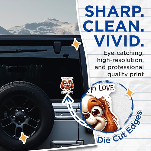 (2 Packs) Fur-Ever in Love with My Dog Stickers - Cute Funny Dog Decals - 5 Inches On Longest Side - Premium Vinyl Decal - Sticks to Any Smooth Flat Surface - Made in USA - BMCS2406