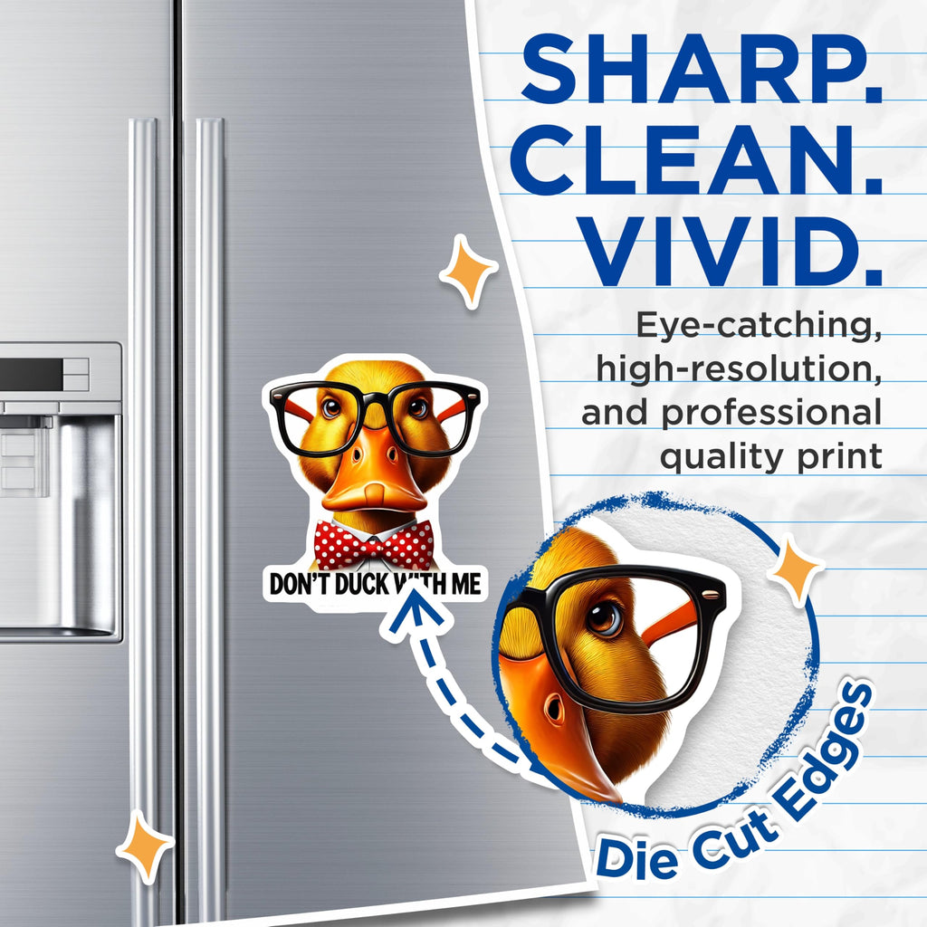 (2 Pack) Don't Duck with Me Magnets - Funny Duck - Novelty Fridge Decors - 5" On Longest Side - Premium Magnet - for Cars, Refrigerators, Toolboxes, Lockers - Made in USA - MAG16230