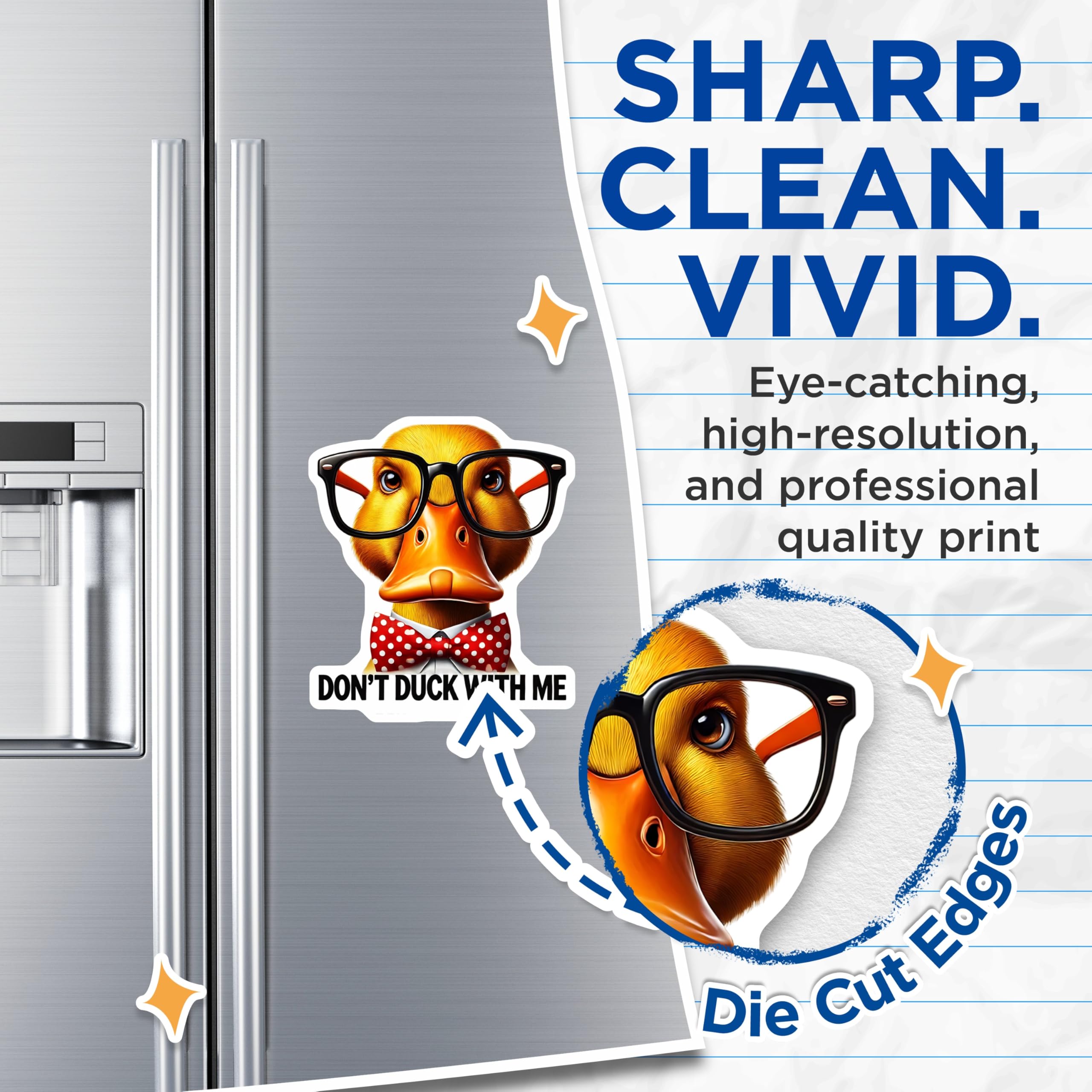 (2 Pack) Don't Duck with Me Magnets - Funny Duck - Novelty Fridge Decors - 5" On Longest Side - Premium Magnet - for Cars, Refrigerators, Toolboxes, Lockers - Made in USA - MAG16230
