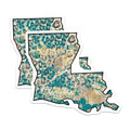 (2 Pack) Louisiana Map Magnets - Teal Leopard Print - Home Decor Accents - 5" On Longest Side - Premium Magnet - for Cars, Refrigerators, Toolboxes, Lockers - Made in USA - MAG18803