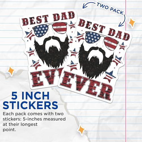 (2 Pack) Best Dad Ever Stickers - 5" On Longest Side - Sticks to Smooth Flat Surfaces - Made in USA - BMCS8610 - BMCS8610