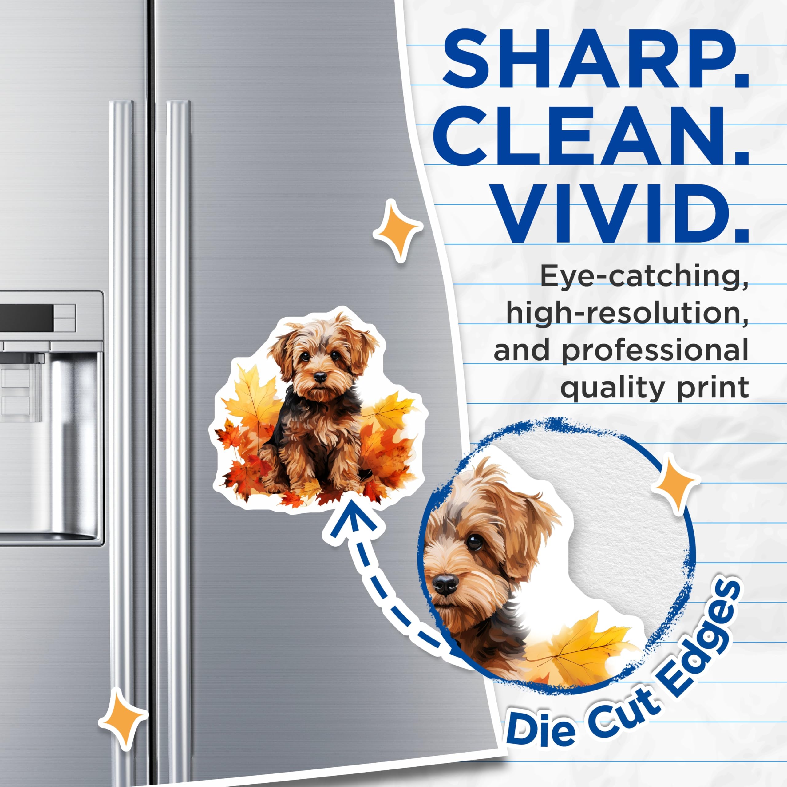 (2 Pack) Yorkshire Terrier Magnets - Autumn Dog Decor - Cute Pet Art - 5 Inches On Longest Side - Thick Durable Magnet - Made in USA - MAG27538