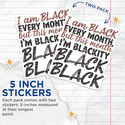 (2 Pack) Black Pride Stickers - Inspirational Quote Stickers - Empowering Black Culture Stickers - 5" On Longest Side - Sticks to Smooth Flat Surfaces - Made in USA - BMCS4104