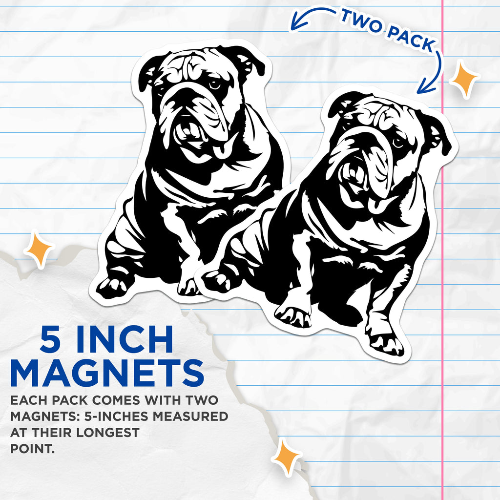 (2 Pack) English Bulldog Magnets - Dog Lover Refrigerator Decor - Pet Breed Artwork - Bulldog Mom Dad Accent - Animal Fridge Art - 5" - Thick Durable Magnet - Made in USA - MAG39662