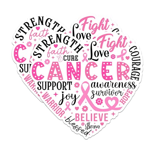 (2 Packs) Breast Cancer Support Stickers - Breast Cancer Awareness Decals - 5 Inches On Longest Side - Premium Vinyl Decal - Sticks to Any Smooth Flat Surface - Made in USA - BMCS2446