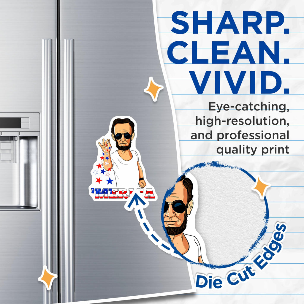 (2 Pack) Salt Bae Lincoln Magnets - Funny Patriotic Decor - Merica Fridge Accessory - 5 Inches On Longest Side - Thick Durable Magnet - Made in USA - MAG29929