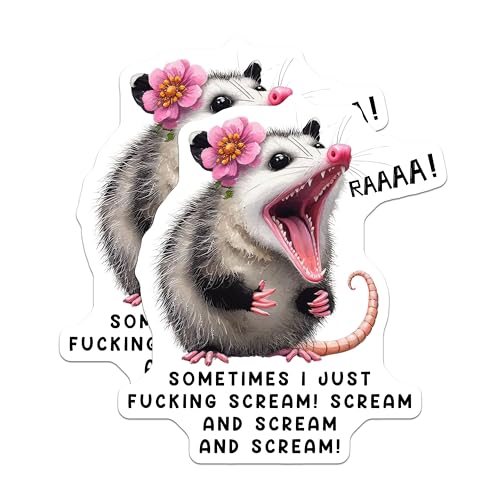 (2 Pack) Funny Possum Stickers - Sarcastic Possum - Animal Sticker for Laptop - 5" On Longest Side - Sticks to Smooth Flat Surfaces - Made in USA - BMCS5880