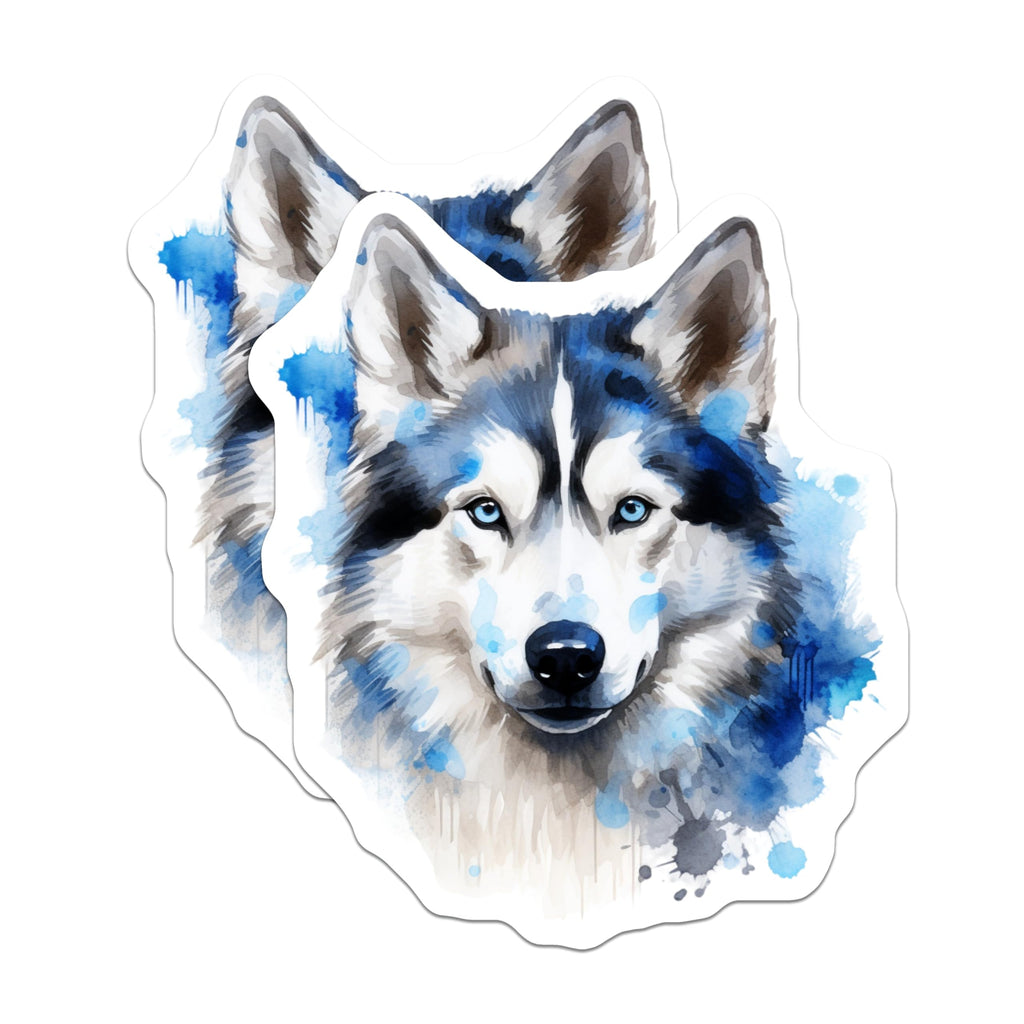(2 Pack) Watercolor Husky Magnets - Siberian Husky Dog Art - Animal Lover Fridge Decor - 5 Inches On Longest Side - Thick Durable Magnet - Made in USA - MAG28610