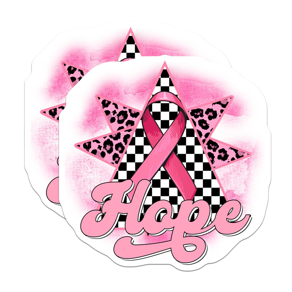 (2 Pack) Hope Ribbon Magnets - Breast Cancer Awareness - Pink Leopard Print Magnets - 5" On Longest Side - Premium Magnet - for Cars, Refrigerators, Toolboxes, Lockers - Made in USA - MAG16873
