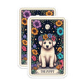 (2 Pack) Puppy Stickers - Adorable Puppy Floral Stickers - Cute Dog Stickers - 5" On Longest Side - Sticks to Smooth Flat Surfaces - Made in USA - BMCS5484