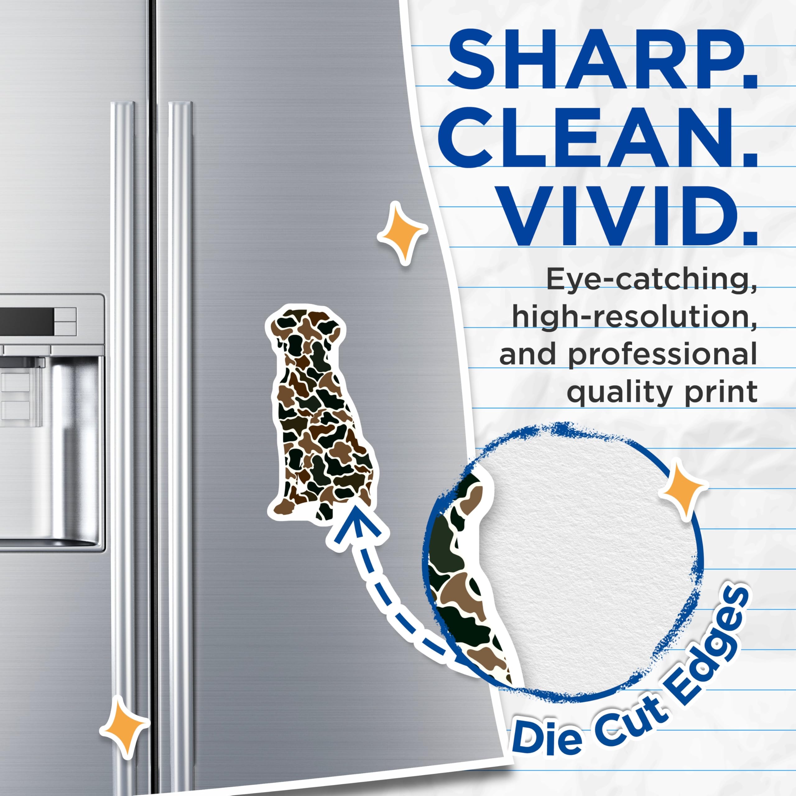(2 Pack) Camouflage Dog Magnets - Retriever Silhouette - Hunting Canine Accent - Outdoor Vehicle Decals - 5 Inches On Longest Side - Thick Durable Magnet - Made in USA - MAG19661
