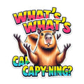(2 Pack) Funny Capybara Stickers - Animal Meme Stickers - What's Capy-ning Stickers - 5" On Longest Side - Sticks to Any Smooth Flat Surface - Made in USA - BMCS2667