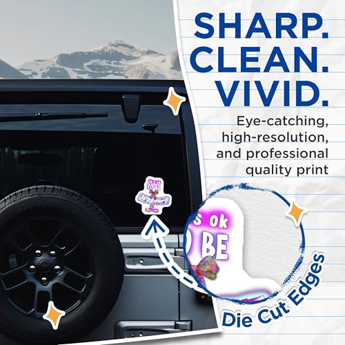 (2 Pack) It's OK to Be Different Stickers - Inspirational Quote - Positive Message Decals - 5" On Longest Side - Sticks to Smooth Flat Surfaces - Made in USA - BMCS7108