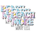 (3 Pack) Beach More Worry Less Decals - Tie Dye Stickers - Laptop Decals - 3 Inches On Longest Side - Easy Peel & Apply - Made in USA - 3MCS2646