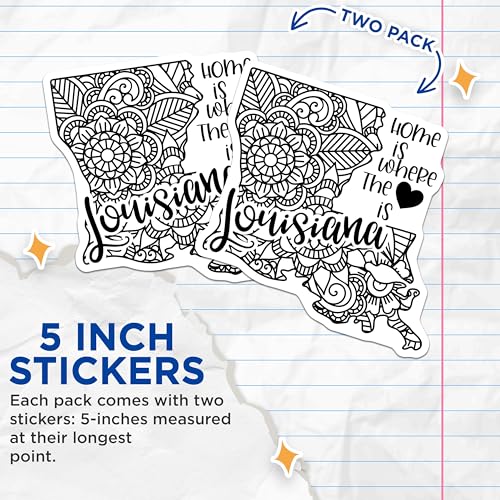 (2 Pack) Louisiana State Stickers - Home is Where The Heart is Decal - State Pride Vinyl Sticker - 5" On Longest Side - Sticks to Smooth Flat Surfaces - Made in USA - BMCS9064