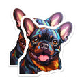 (2 Pack) Colorful French Bulldog Stickers - Cute Dog Stickers - Animal Lover Decals - 5" On Longest Side - Sticks to Smooth Flat Surfaces - Made in USA - BMCS3948