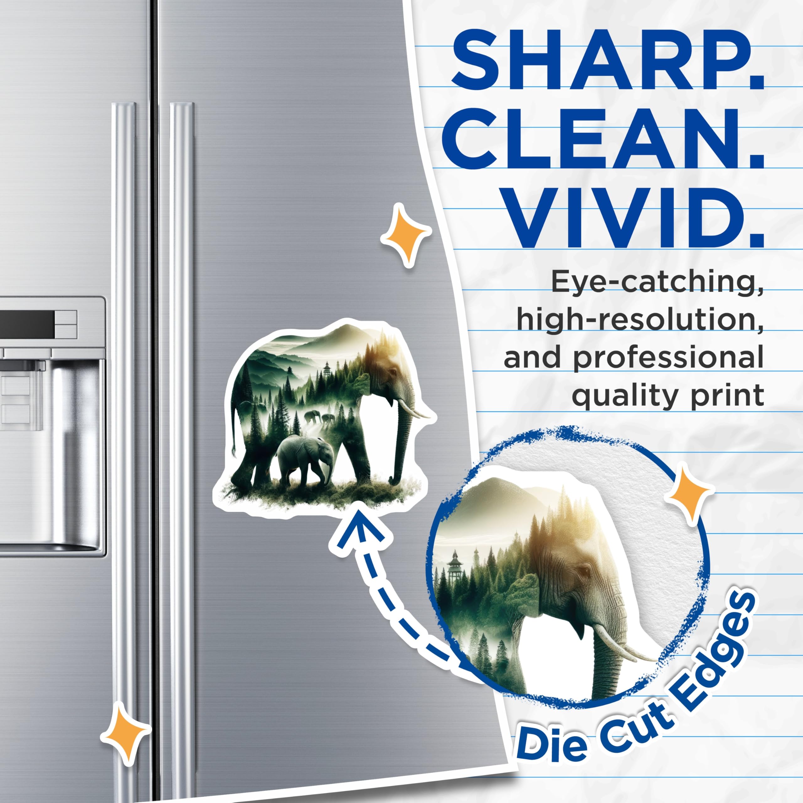 (2 Pack) Elephant Magnets - Animal Refrigerator Magnets - Wildlife Home Decor - 5" On Longest Side - Premium Magnet - for Cars, Refrigerators, Toolboxes, Lockers - Made in USA - MAG16030