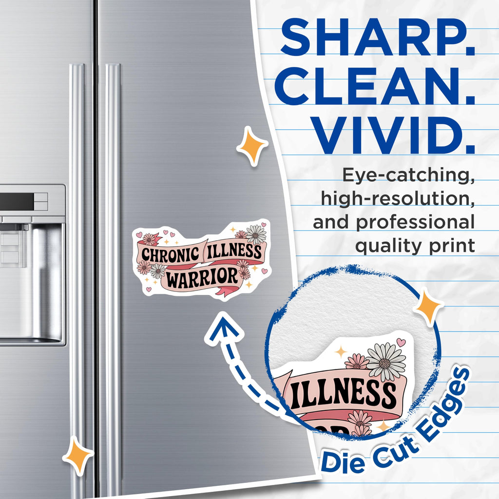 (2 Pack) Chronic Illness Warrior Magnets - Invisible Illness Support - Spoonie Awareness Decor - Empowerment Magnet - 5 Inches On Longest Side - Thick Durable Magnet - Made in USA - MAG21221