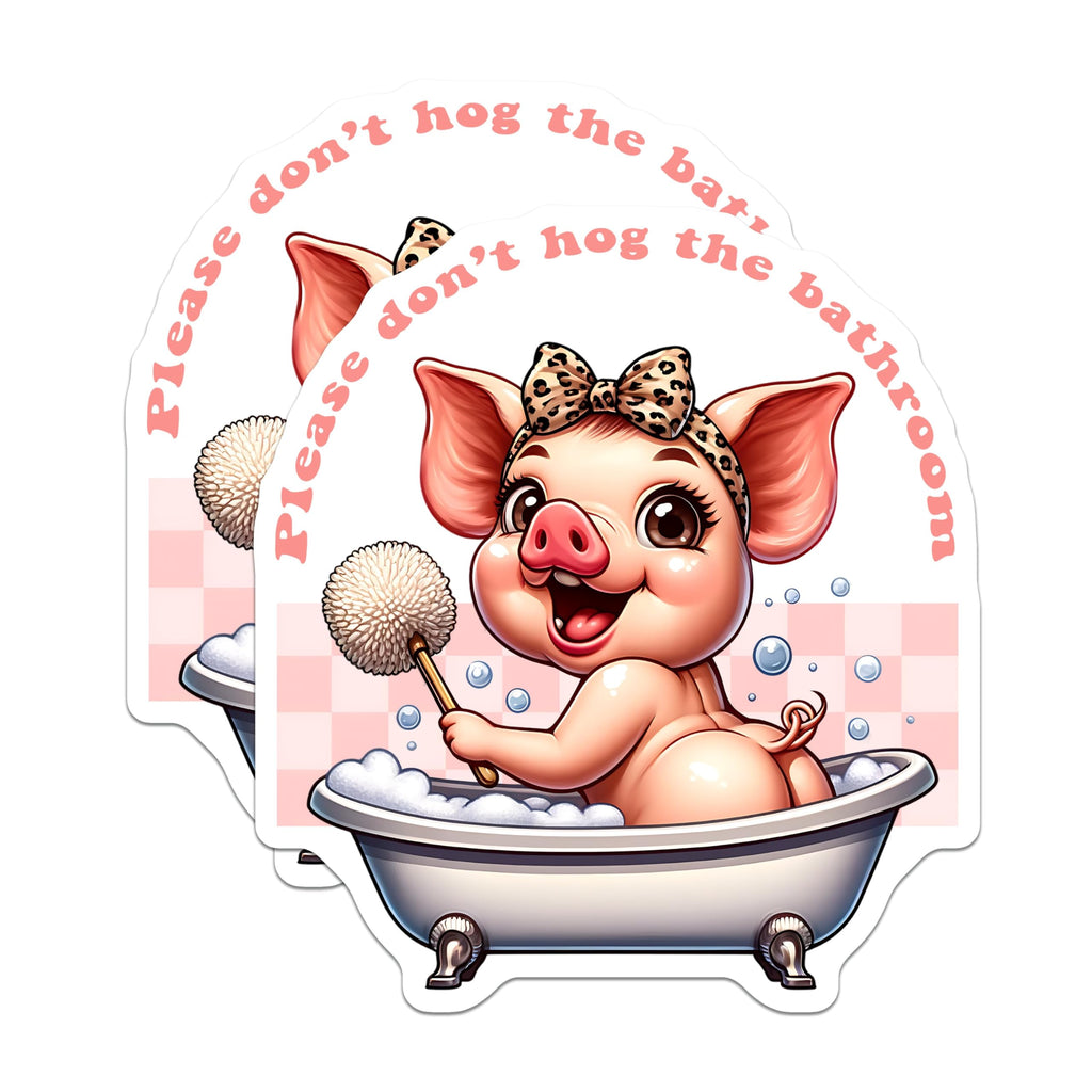 (2 Pack) Cute Pig Bathroom Magnets - Funny Bathroom Decor - 5" On Longest Side - for Cars, Fridges, Toolboxes - Made in USA - MAG7934
