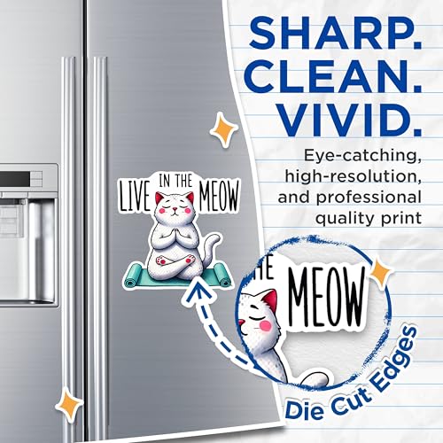 (2 Packs) Live in The Meow Magnets - Cute Funny Peaceful Cat Meditating Meditation Magnets - 5 Inches On Longest Side - Premium Magnet - for Fridges, Toolboxes, Cars - Made in USA - MAG2415