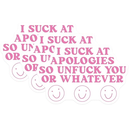 (3 Pack) Sarcastic Apology Decals - Funny Quote Stickers - Laptop Decals - 3 Inches On Longest Side - Easy Peel & Apply - Made in USA - 3MCS7245