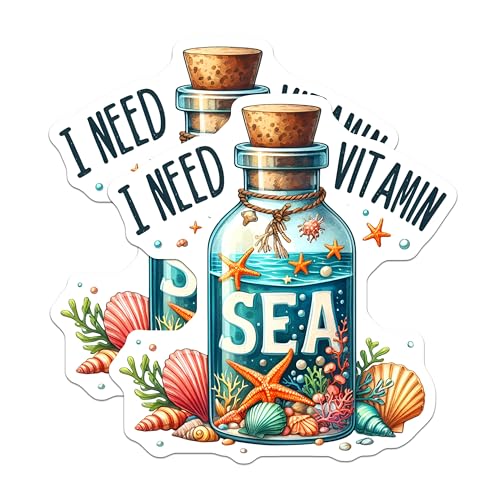 (2 Pack) I Need Vitamin Sea Magnets Magnets - Nautical Decor - Beach Lover Accessories - 5" On Longest Side - Made in USA - Sticks to Refrigerators & Metal Surfaces - MAG9297