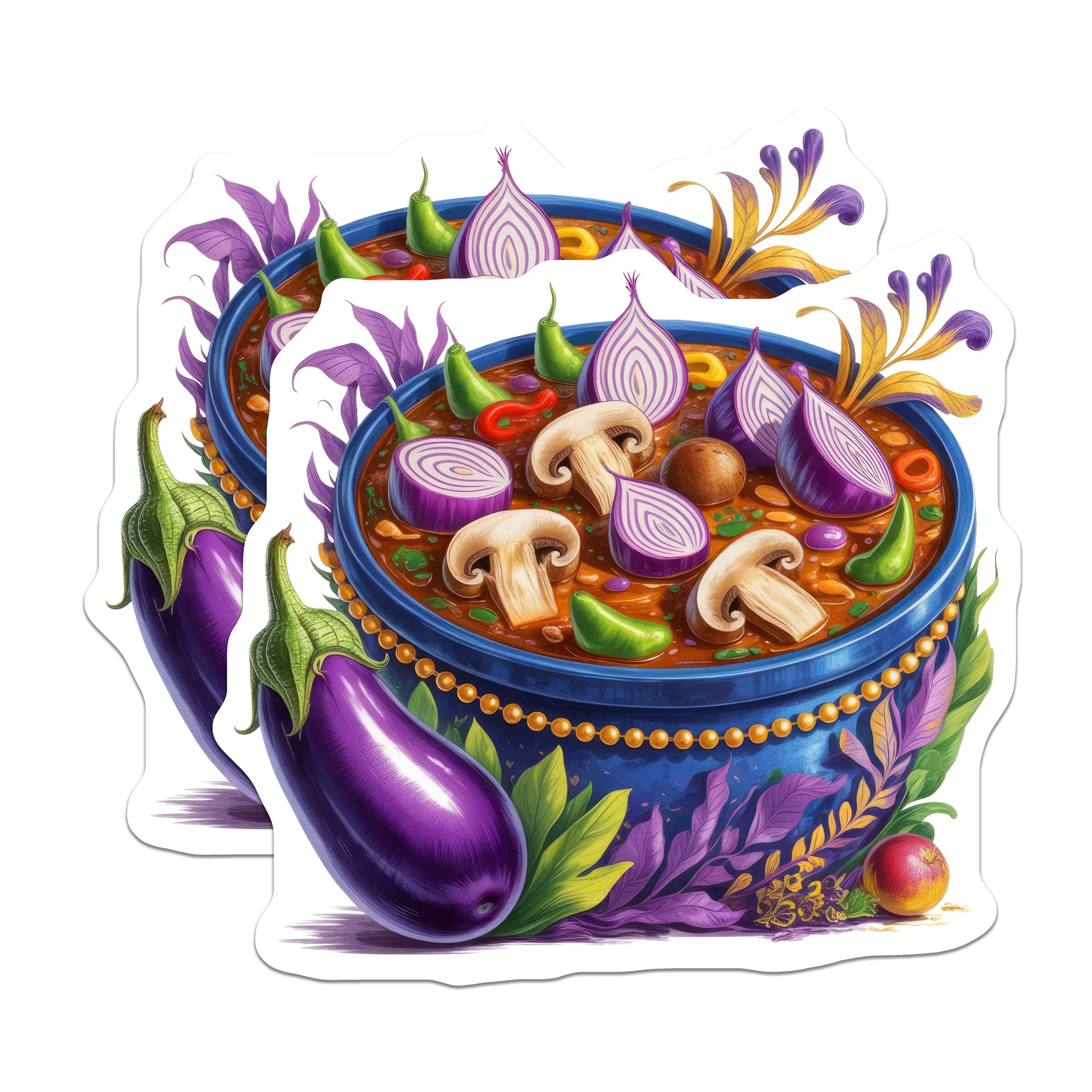 (2 Pack) Hearty Vegetable Stew Magnets - Whimsical Kitchen Decor - Gourmet Foodie Chef Fridge Art - Home Cook Idea - 5 Inches On Longest Side - Thick Durable Magnet - Made in USA - MAG36236