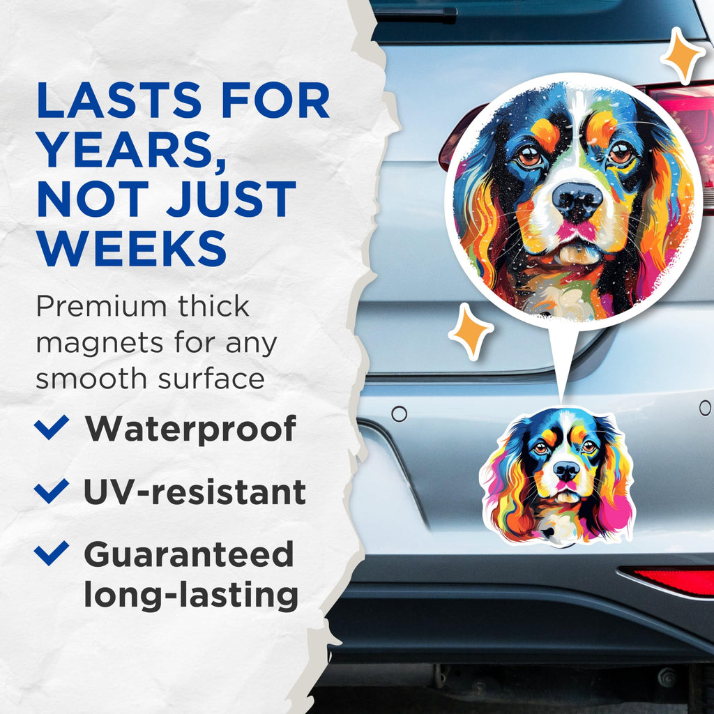 (2 Pack) Cavalier King Charles Spaniel Dog Breed Magnets - 5 Inches On Longest Side - Choose from Over 100 Dog Breeds - for Cars, Refrigerators, Toolboxes - Made in USA - MAG1819