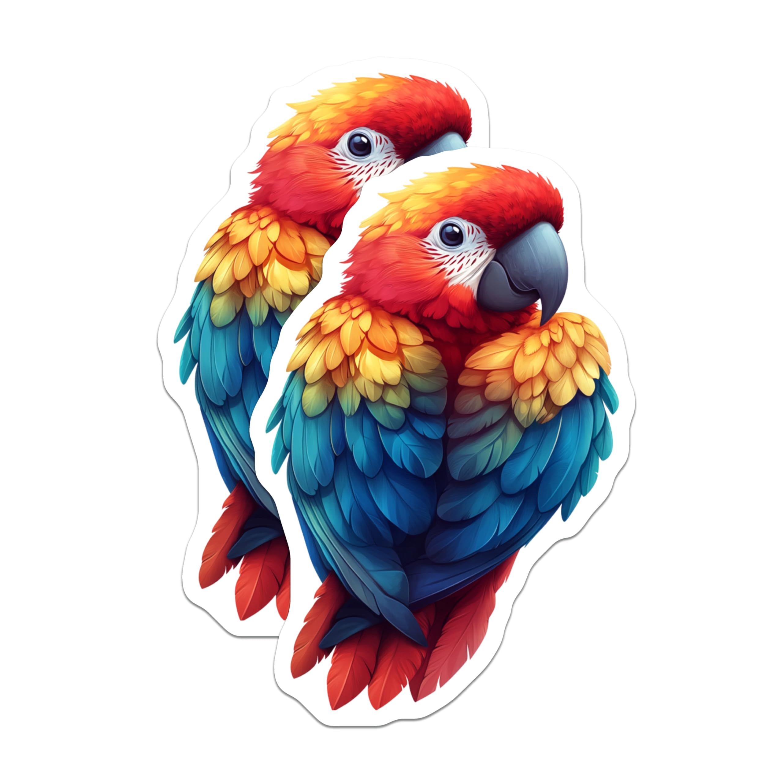 (2 Pack) Macaw Parrot Magnets - Vibrant Tropical Bird Decor - Colorful Fridge Locker Art - 5 Inches On Longest Side - Thick Durable Magnet - Made in USA - MAG29200