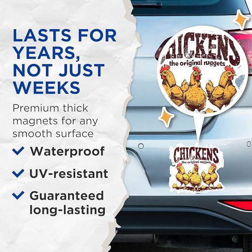 (2 Pack) Chicken Nugget Magnets - Funny Chicken Magnets - Kitchen Decor Magnets- 5" On Longest Side - for Fridges, Toolboxes, Cars - Made in USA - MAG2595