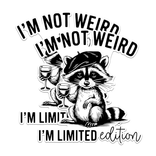 (2 Pack) I'm Not Weird I'm Limited Edition Stickers - Funny Raccoon Stickers - Humor Stickers for Laptops - 5" On Longest Side - Sticks to Any Smooth Flat Surface - Made in USA - BMCS2550