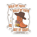 (2 Pack) Walk by Faith Magnets - Cowboy Boots Hat - Religious Decor - 5" On Longest Side - Premium Magnet - for Cars, Refrigerators, Toolboxes, Lockers - Made in USA - MAG17186
