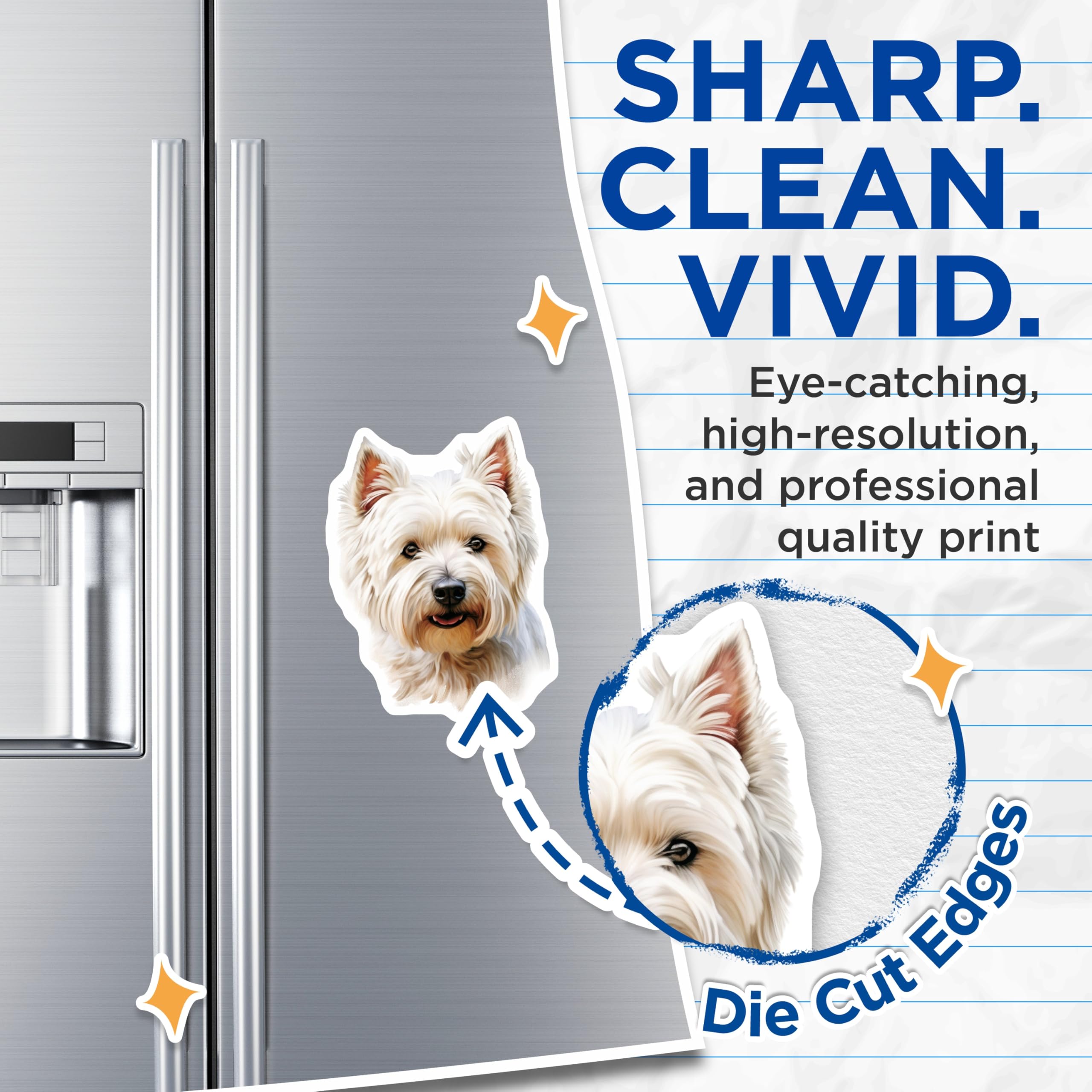 (2 Pack) Westie Dog Magnets - West Highland White Terrier Decor - Cute Pet Lover Appliance Accent - 5 Inches On Longest Side - Thick Durable Magnet - Made in USA - MAG30743