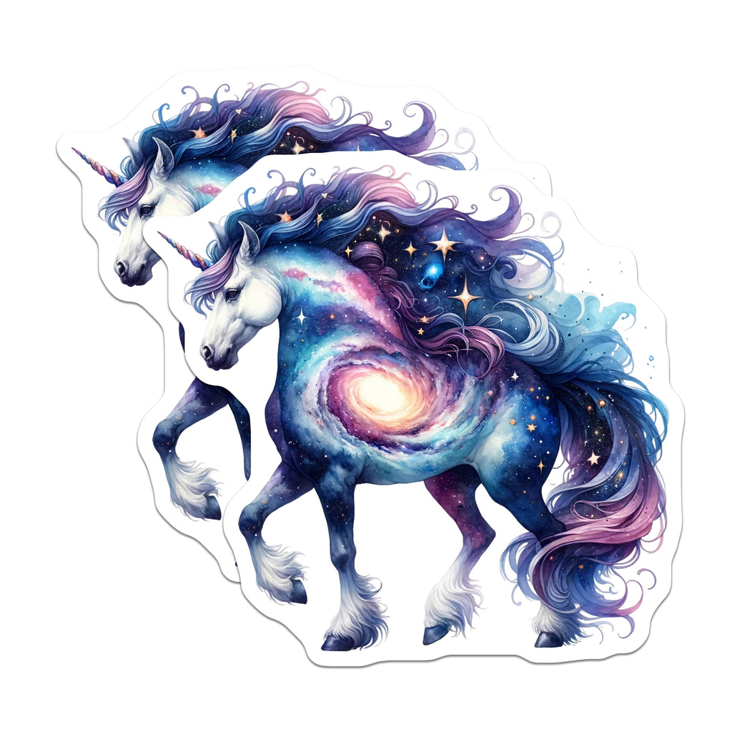 (2 Pack) Galaxy Unicorn Magnets - Celestial Fantasy Decor - Whimsical Space Art - 5 Inches On Longest Side - Thick Durable Magnet - Made in USA - MAG37384