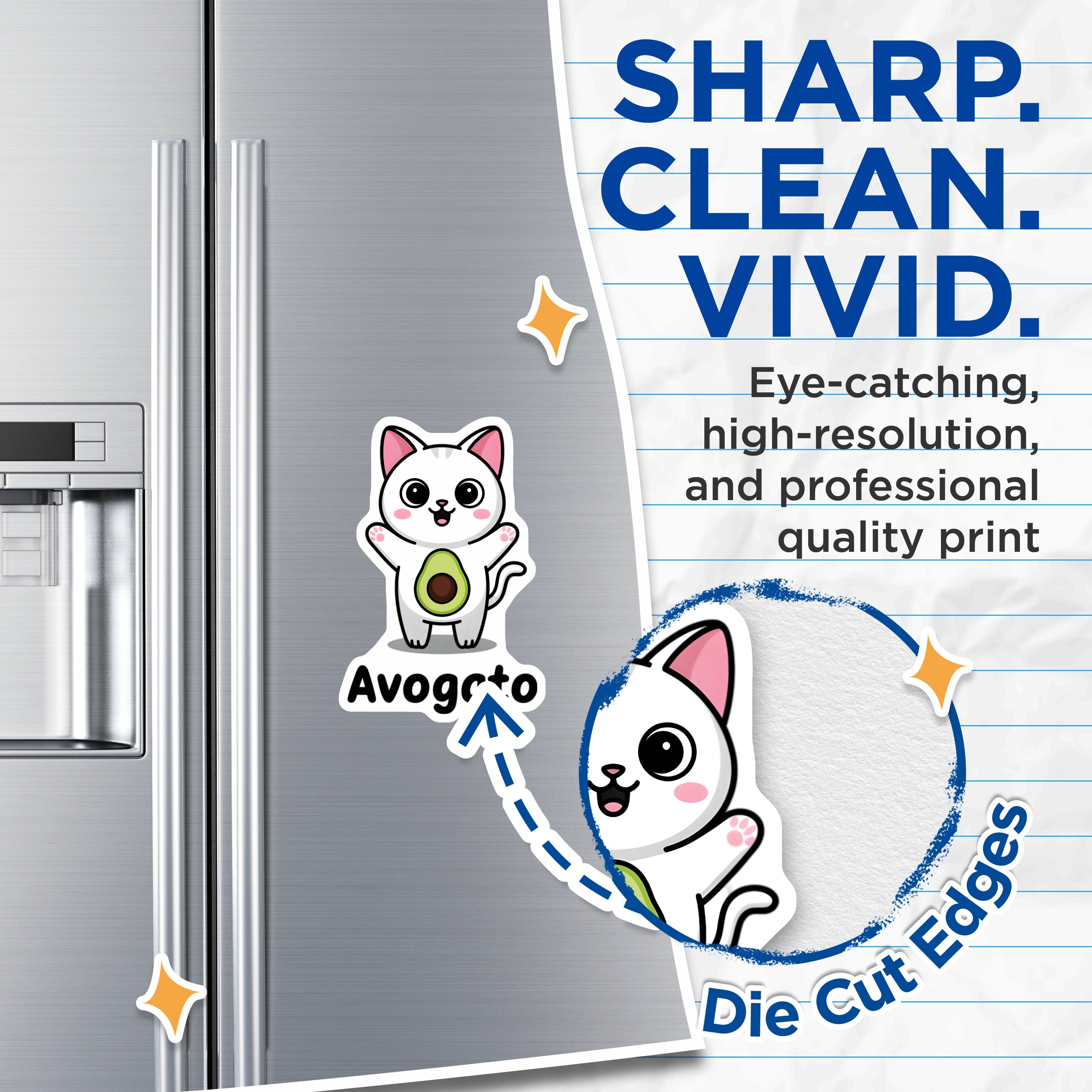 (2 Pack) Avogato Cat Magnets - Kawaii Avocado Pun - Fun Fridge Magnet - Animal Lover Accessory - 5 Inches On Longest Side - Thick Durable Magnet - Made in USA - MAG38687