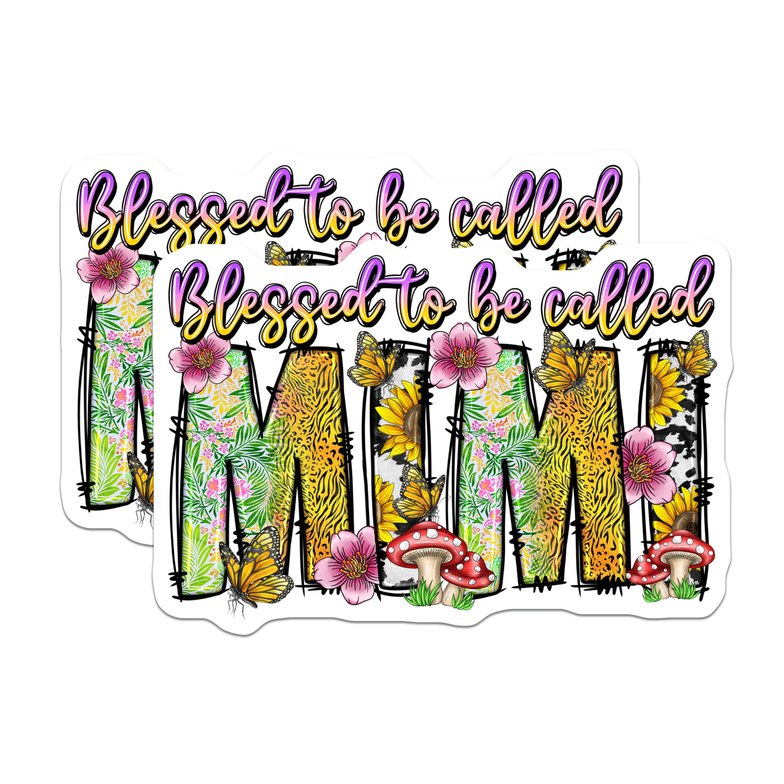(2 Pack) Blessed Mama Refrigerator Magnets - Boho Farmhouse Style Mom Decor - New Mama Appreciation - Mother's Day - 5 Inches On Longest Side - Thick Durable Magnet - Made in USA - MAG29201