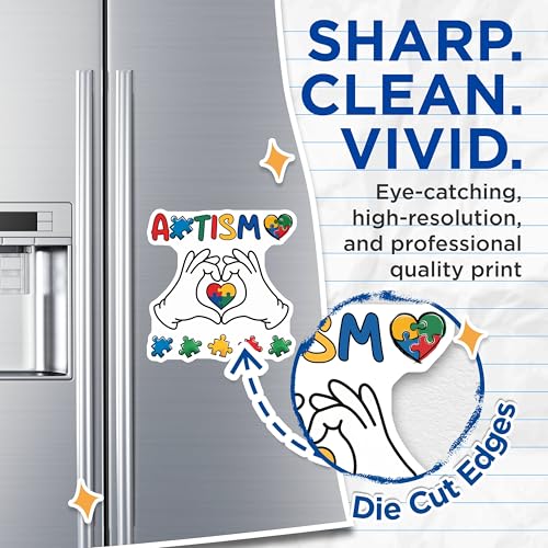 (2 Pack) Puzzle Piece Theme Magnet - Heart and Hands Design - 5" On Longest Side - Sticks to Smooth Flat Surfaces - Made in USA - MAG9703