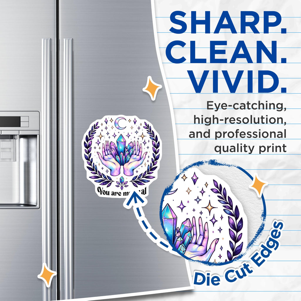 (2 Pack) You are Magical Magnets - Crystal Hands Design - Inspirational Decor - Positive Vibes - Motivational Message - 5" On Longest Side - for Cars, Fridges, Toolboxes - Made in USA - MAG8054