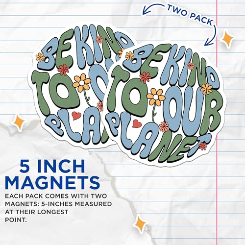 (2 Pack) Be Kind to Our Planet Magnets Magnets - Inspirational Quote - Eco-Friendly Decor - 5" On Longest Side - Made in USA - Sticks to Refrigerators & Metal Surfaces - MAG9052