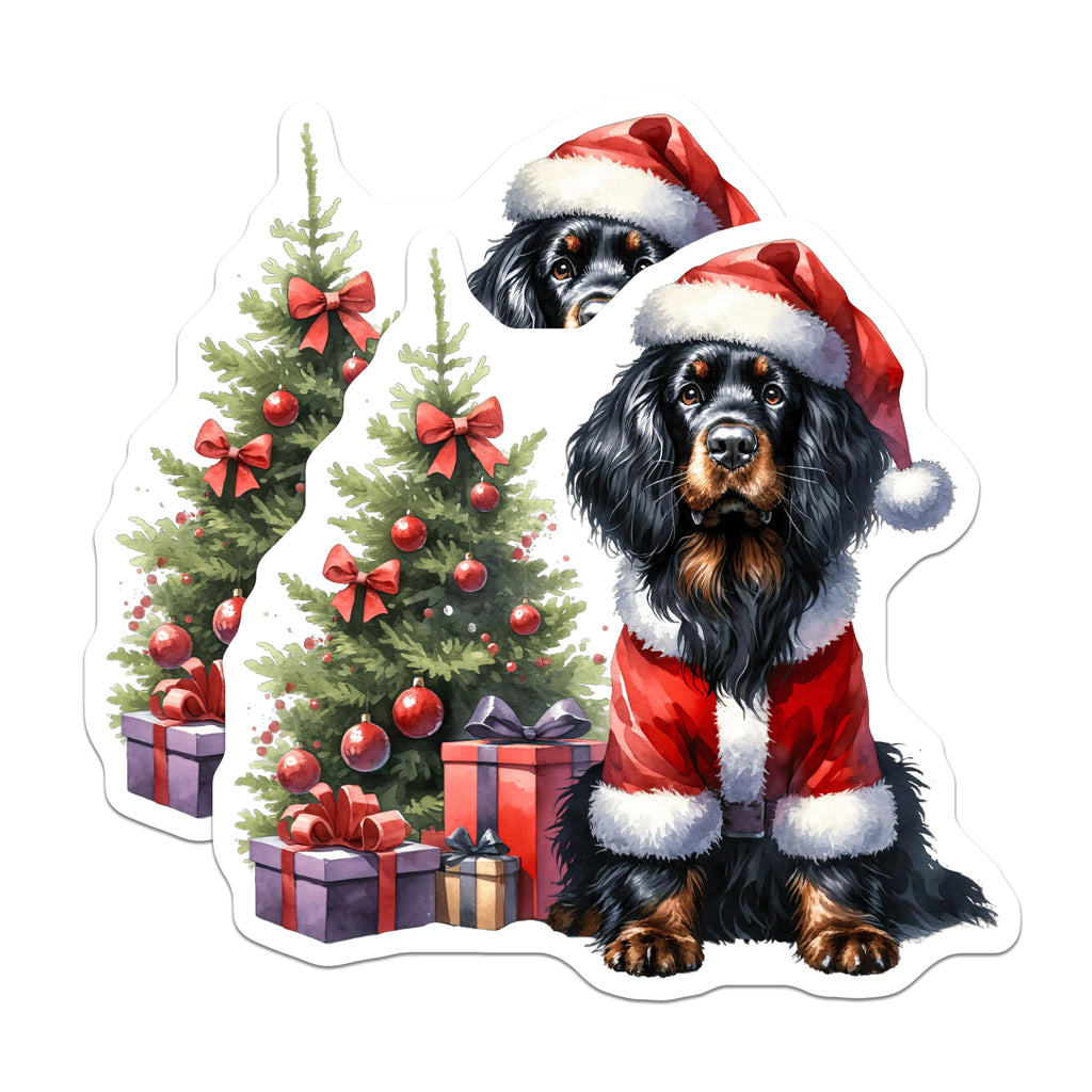 (2 Pack) Christmas Dog Magnets - Santa Dog Holiday Decor - Dog Lover Refrigerator Art - 5 Inches On Longest Side - Thick Durable Magnet - Made in USA - MAG29489
